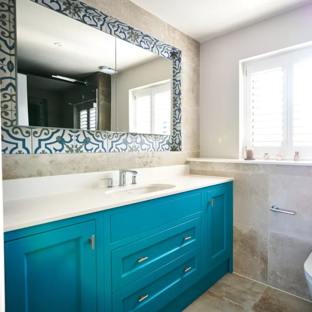 We love the pop of colour offered by the blue shaker bathroom vanity units and gorgeous tiles in two bathroom designs recently completed in Billngshurst. #BathroomDesign #bathroomtiles #brightonbathroom #brightonbathrooms #sussexbathrooms #kentbathrooms #brightonbathroomdesign #bathroomtileideas #interiordesign #bathroomtilesdesign #bathroomshowroom #brightonbathroomsandkitchens #sussexbathroomsandrenovations #smallbathroomsolutions #bathroomdesignsussex #BrightonBathroomCompany #TileInspiration #LuxuryBathrooms #TheBrightonBathroomCompany #thebrightonkitchencompany #thebrightonkitchenco