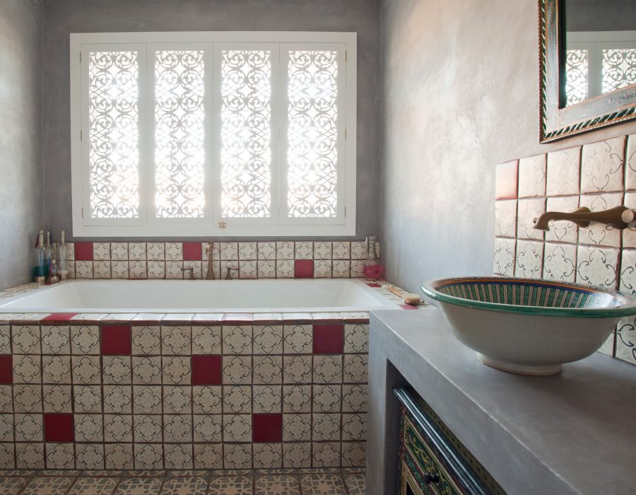 Image: Moroccan-inspired with Feature Basin and Cabinetry
