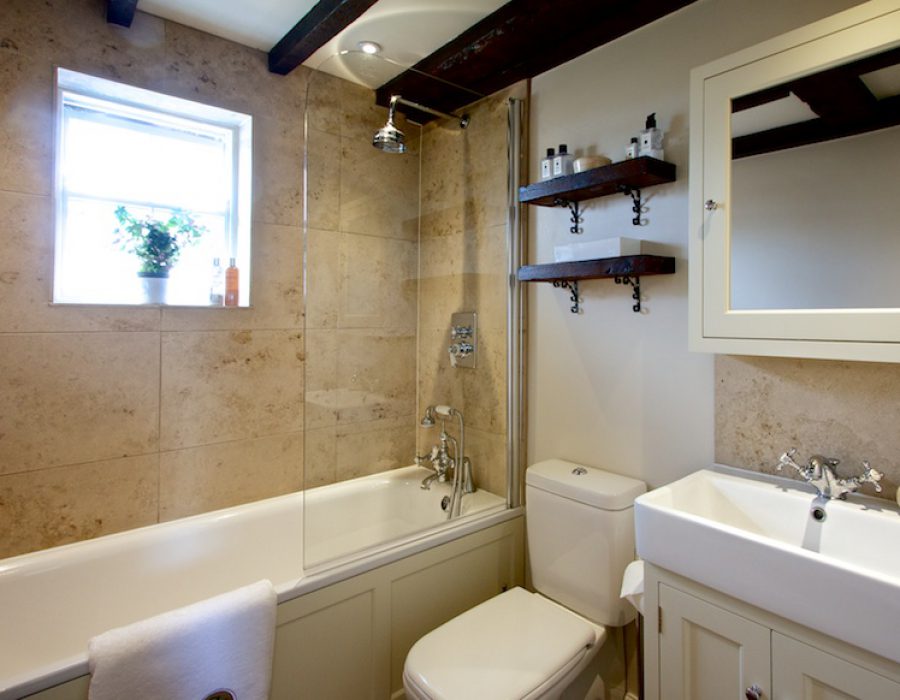Image: Small Family Bathroom with Timber and Stone