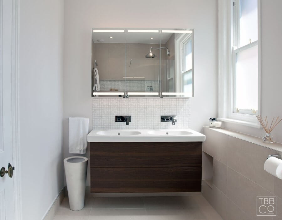 Neutral Bathroom with Timber Bathroom Vanity